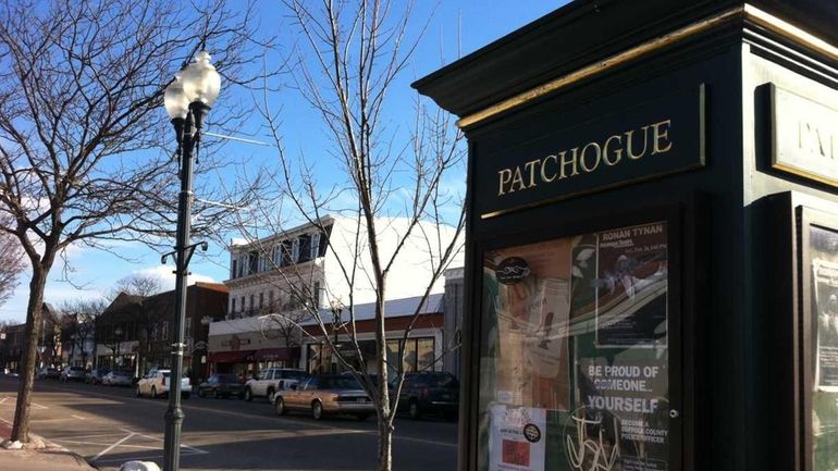 A kiosk on Main Street in Patchogue provides information on...