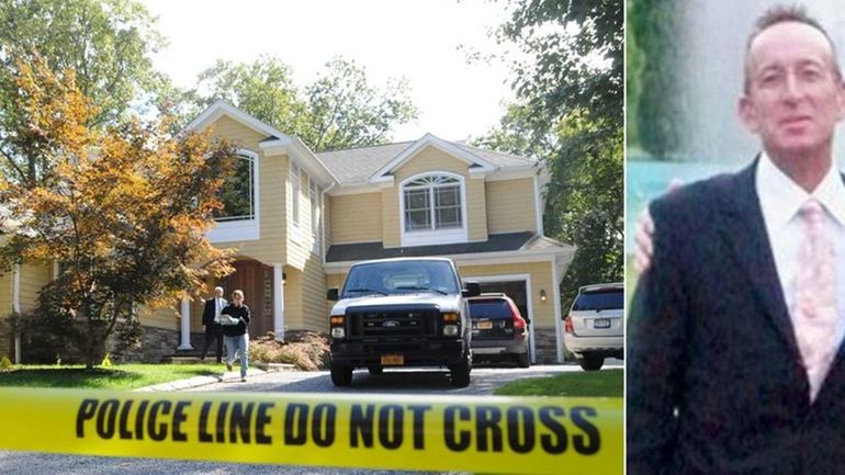 Investigators in Setauket probe the home, left, where homeowner Ross...