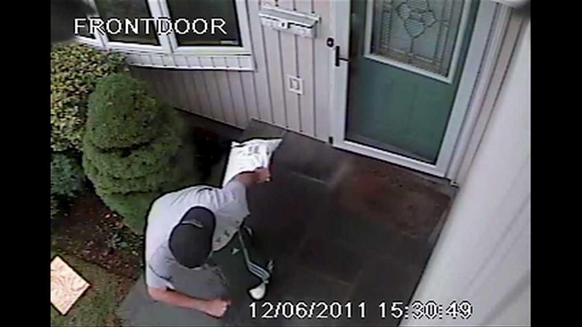 Home security camera shows package thief - Newsday