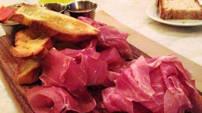 Three types of prosciutto -- di Parma, di San Daniele...