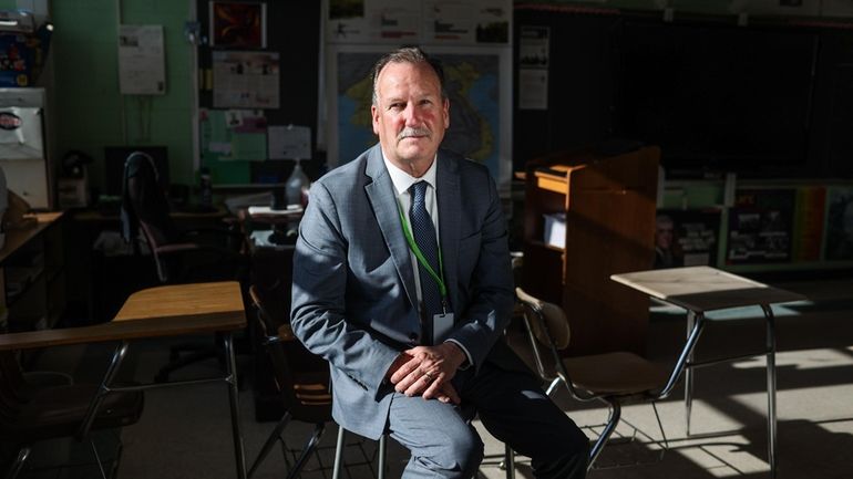 Brentwood Superintendent of Schools Richard Loeschner at Brentwood High School...