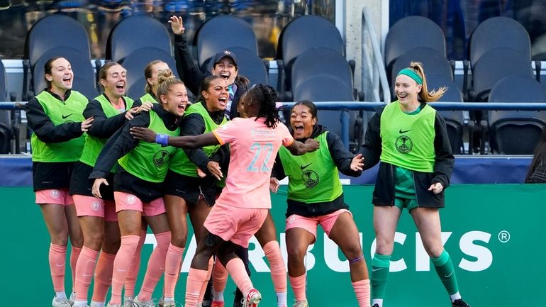 Orlando Pride forward Barbra Banda (22) celebrates her goal against...