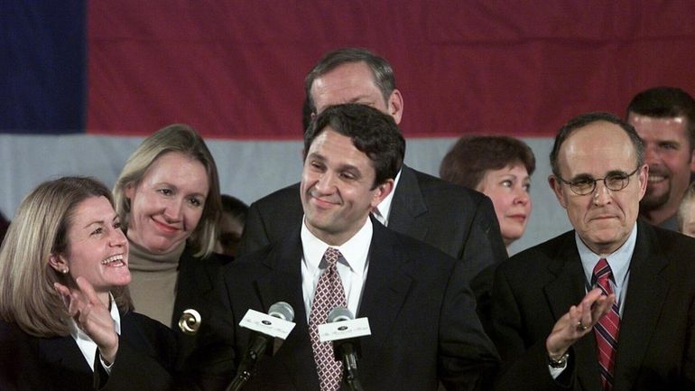 Rick Lazio makes his concession speech at the Roosevelt Hotel....