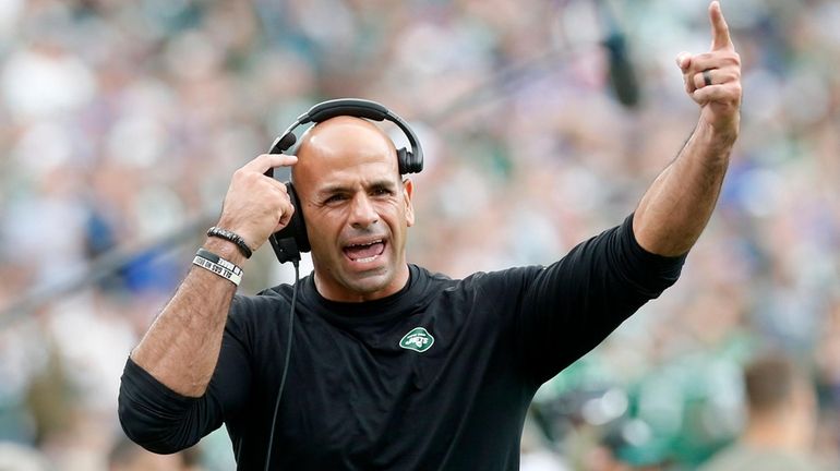 Jets head coach Robert Saleh against the Buffalo Bills at...