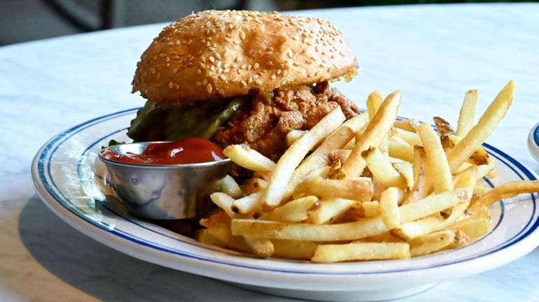 The chicken sandwich, with pickled green tomato, bibb lettuce, togarashi...