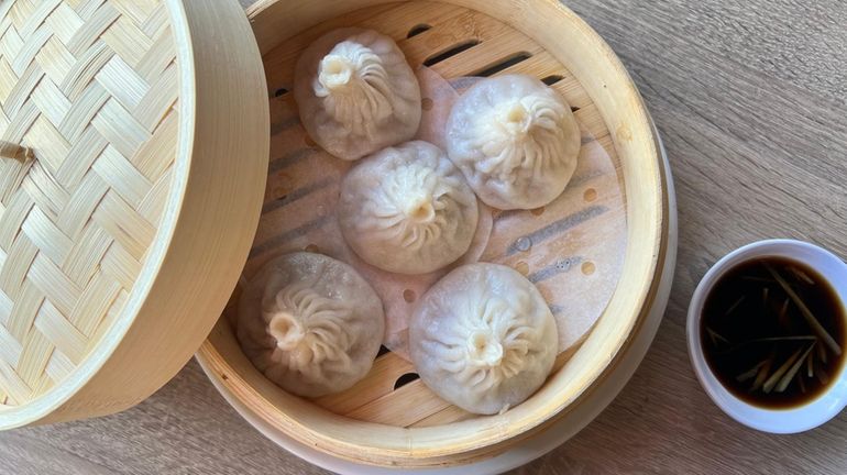 Soup dumplings at the reopened Lotus in Farmingdale.