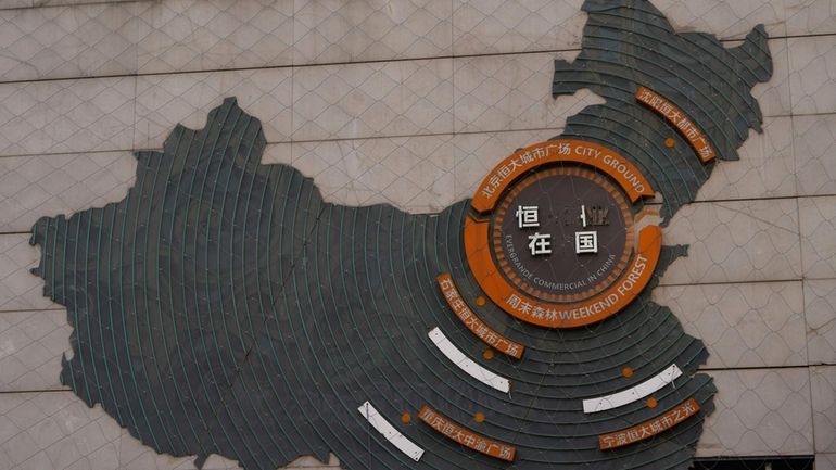 Letterings are missing on a depiction of Evergrande properties across...