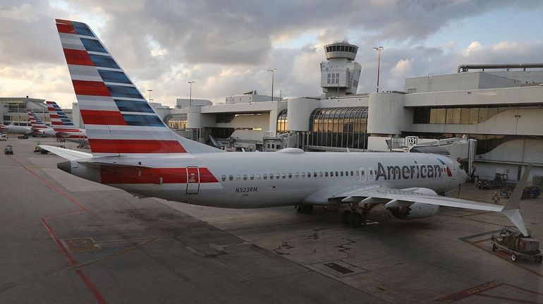 A grounded Boeing 737 Max 8 at Miami International Airport...