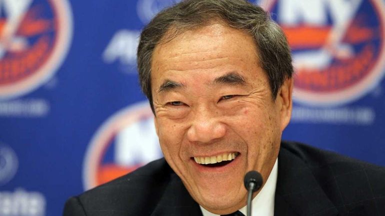 New York Islanders owner Charles Wang speaks to the media...