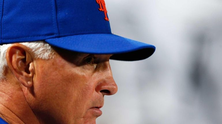 Terry Collins #10 of the Mets looks on during the...