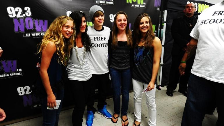 Teen pop star Justin Bieber at Long Beach Middle School...