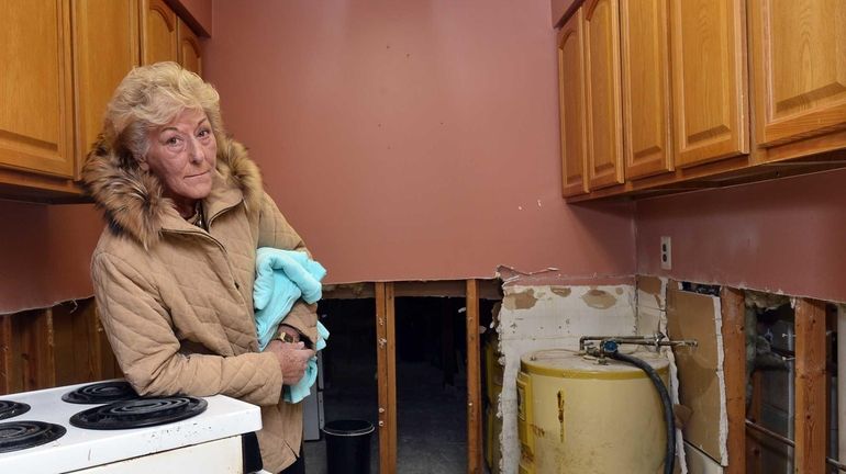 Cathy Clemente, 80, stands inside the kitchen of her rental...