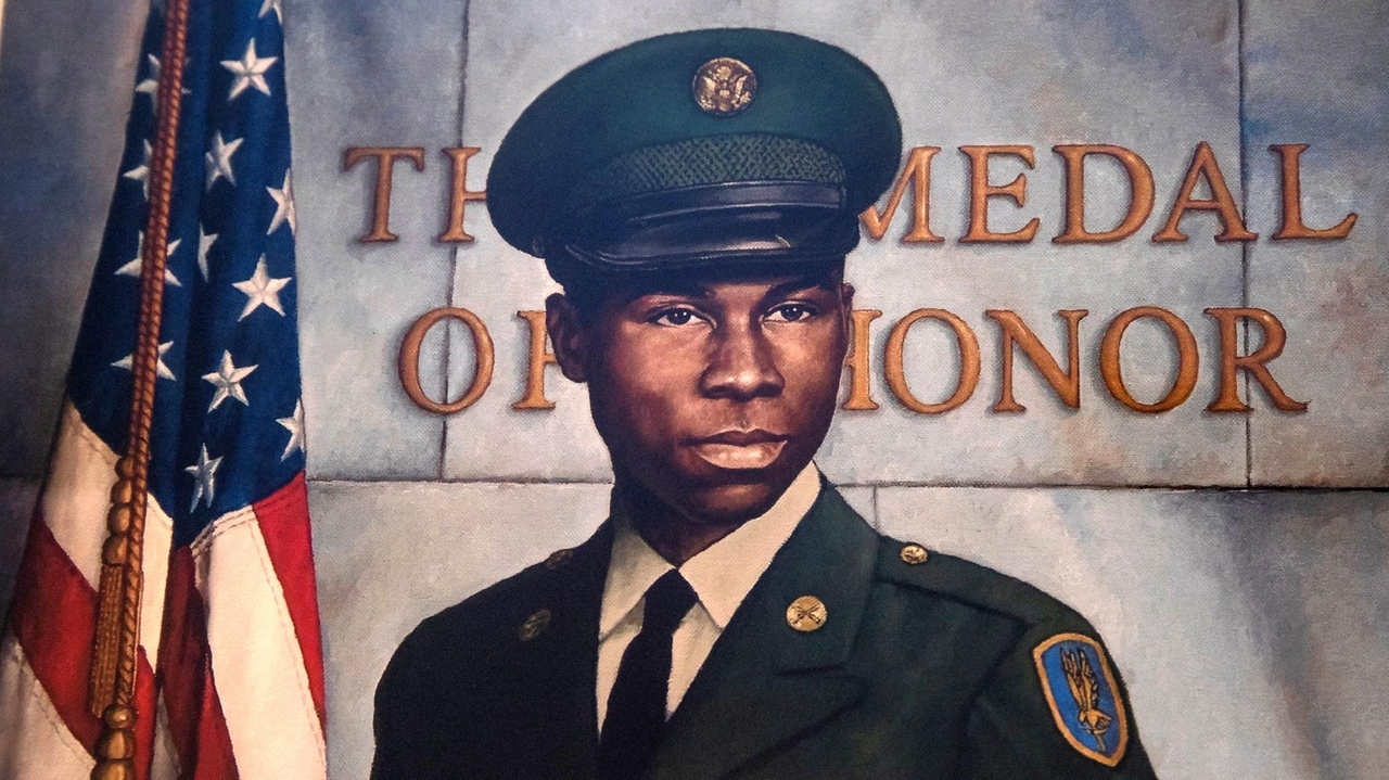 Medal of Honor for Private First Class Garfield M. Langhorn displayed