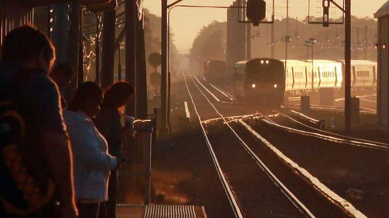 A Long Island Railroad train pulls into the Ronkonkoma Station...