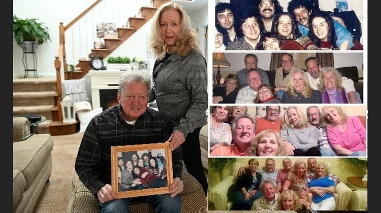 Tom and Kathy Barnes hold the first "friends portrait" taken in 1976....