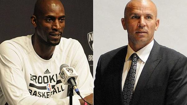 Kevin Garnett, left, and Jason Kidd are seen at Nets'...