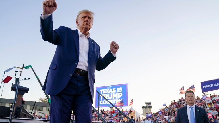 Former President Donald Trump at a rally in Waco in...