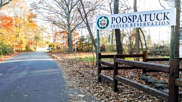 The entrance to the Poospatuck Indian Reservation in Mastic on...