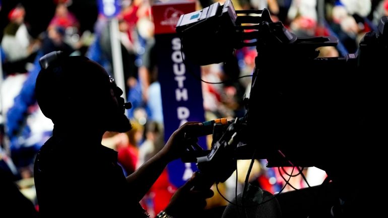 A television camera operator is seen during the Republican National...