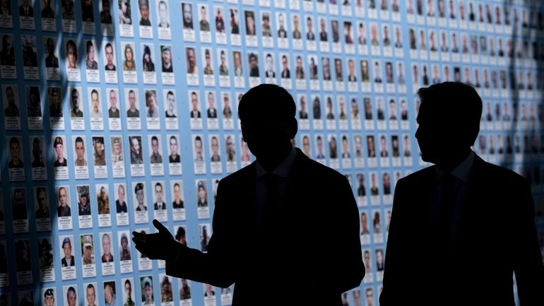 Ukraine's Foreign Minister Dmytro Kuleba, left, and U.S. Secretary of...