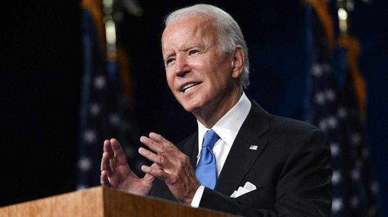 Democratic presidential nominee Joe Biden speaks Thursday at Chase Center...