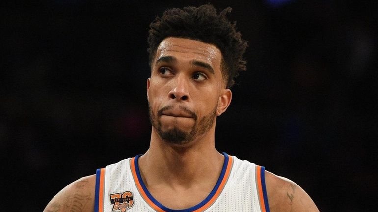 New York Knicks guard Courtney Lee looks on against the...