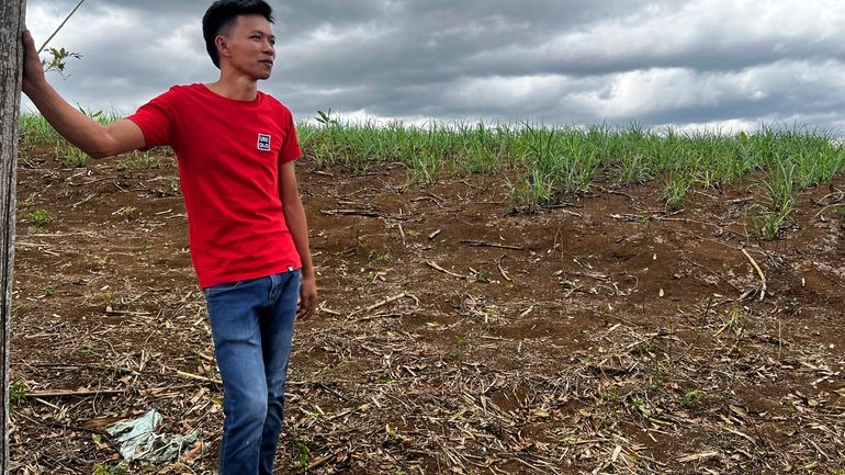 Joemar Flores stands at his farm in Mindanao, Philippines, May...