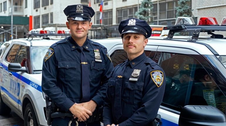 NYPD Officer Tyler Barbour, of Bay Shore, left, and his...