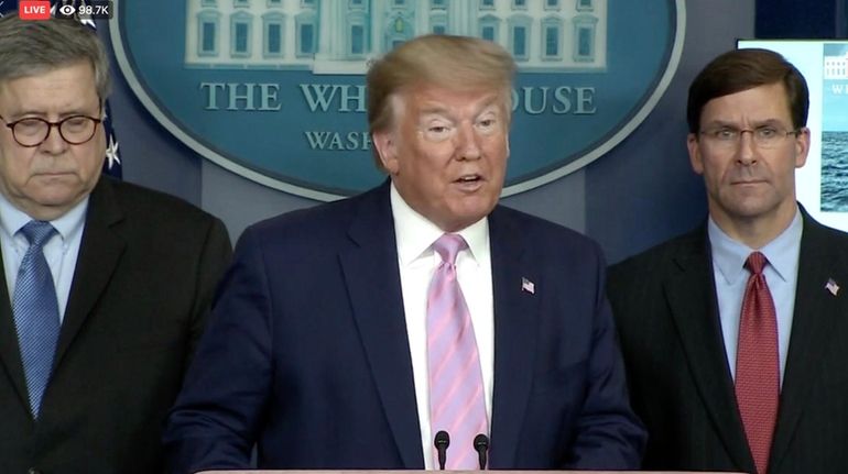 President Donald Trump speaks during the Coronavirus Task Force briefing...