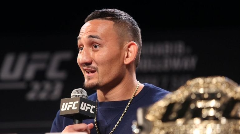 UFC featherweight champion Max Holloway at the UFC 223 news...