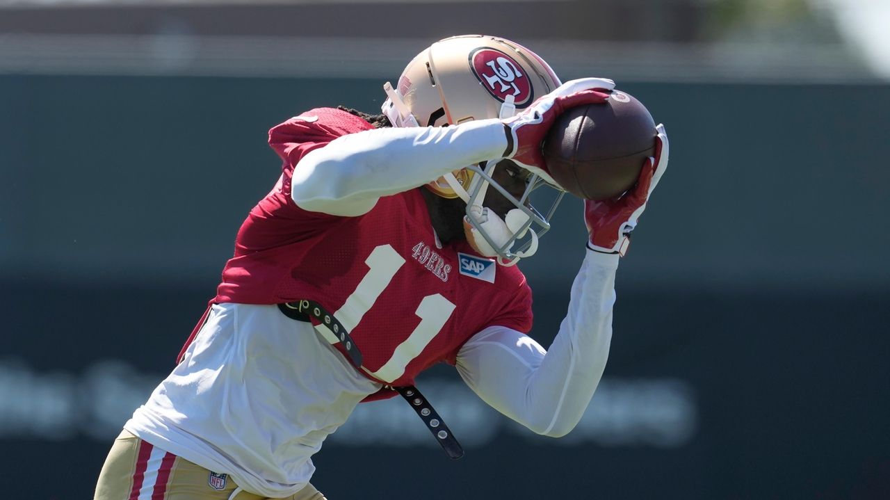 San Francisco 49ers wide receiver Danny Gray takes part in drills