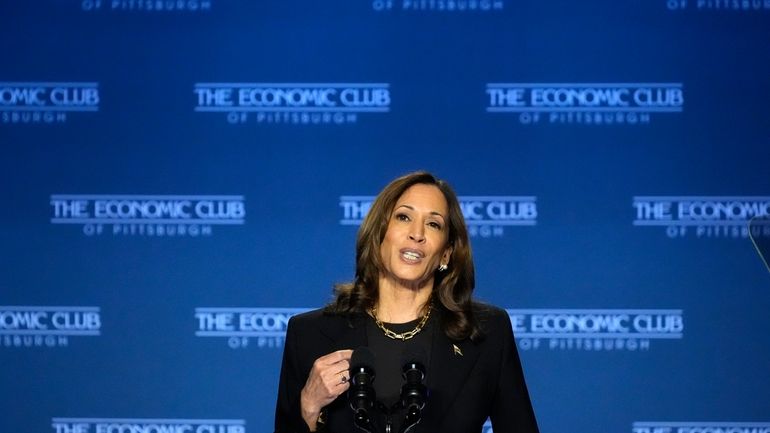 Democratic presidential nominee Vice President Kamala Harris addresses the Economic...