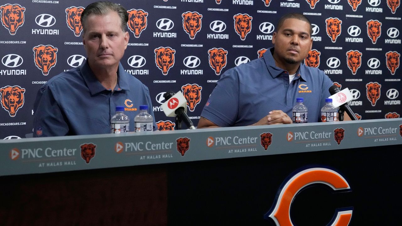 Chicago Bears new player wide receiver DJ Moore smiles as he listens to a  question from the media during an NFL football news conference at Halas  Hall in Lake Forest, Ill., Thursday