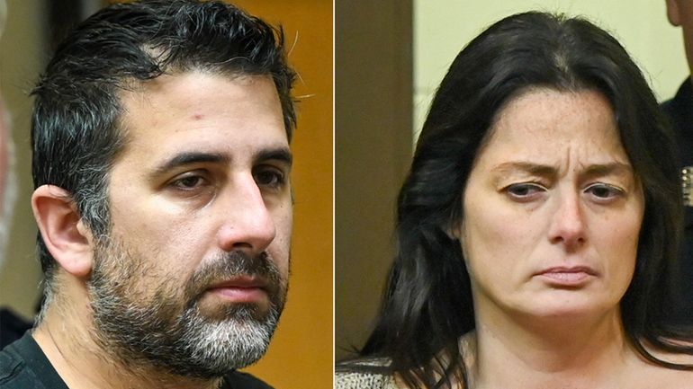 Michael Valva and Angelina Pollina appear in Suffolk County Court in...