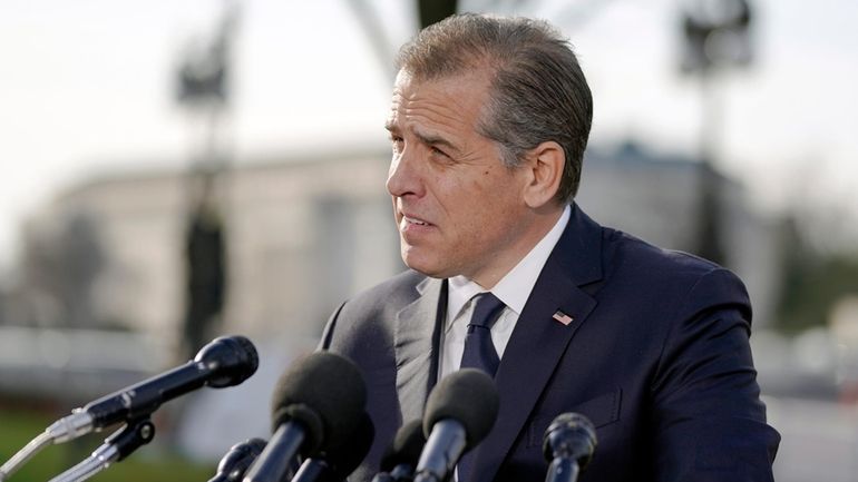 Hunter Biden, son of President Joe Biden, speaks during a...