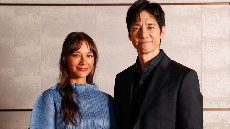 Rashida Jones, left, and Hidetoshi Nishijima pose for a photo...