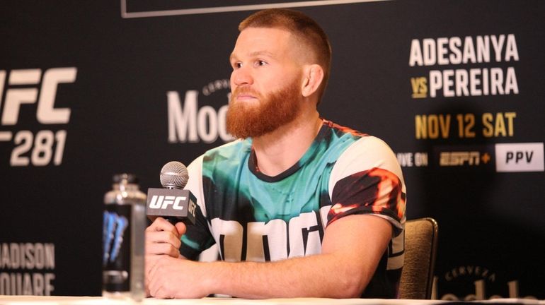 Huntington's Matt Frevola speaks at UFC 281 media day on...