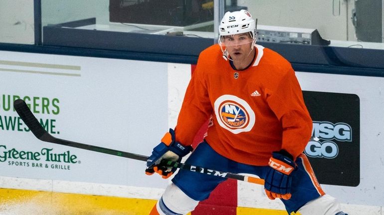 Islanders defenseman Johnny Boychuk (55) looks on during training camp...