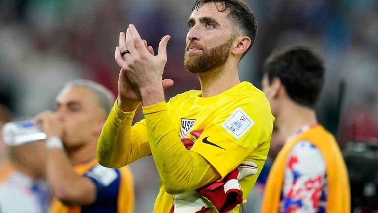 goalkeeper Matt Turner of the United States celebrates after the...