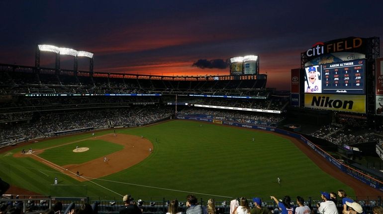 A general view as the Mets play against the Marlins in...