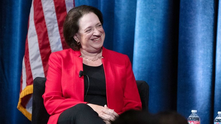 U.S. Supreme Court Justice Elena Kagan sits on a panel...