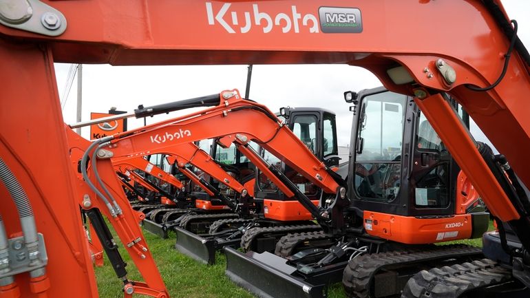 Kubota excavators are displayed at a dealership in Butler, Pa.,...