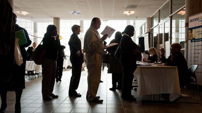 A line at a Nassau jobs fair. (Oct. 24, 2011)