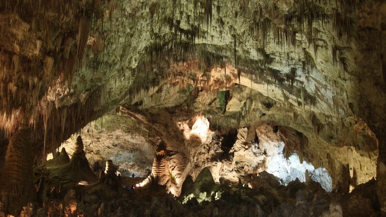 Hundreds of cave formations are shown decorating the Big Room...