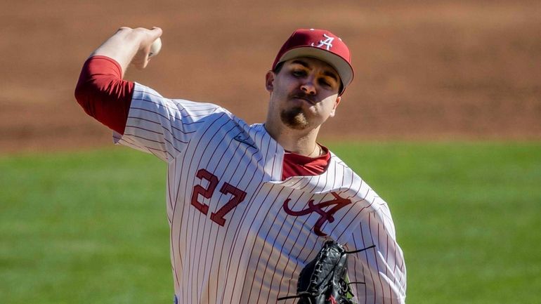 Alabama pitcher Ben Hess (27) during an NCAA baseball game...