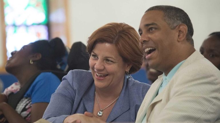 Christine Quinn and Councilman Ruben Wills at Maranatha Baptist Church...