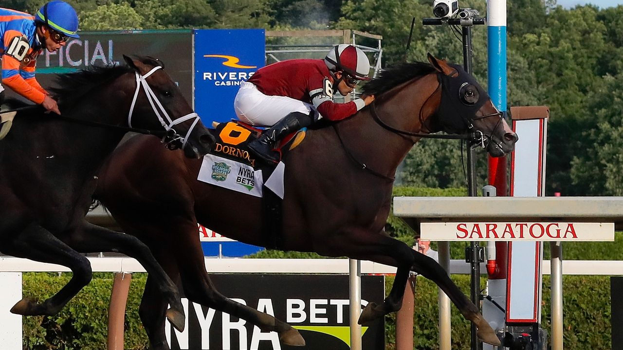 Dornoch holds on to win first Belmont Stakes at Saratoga