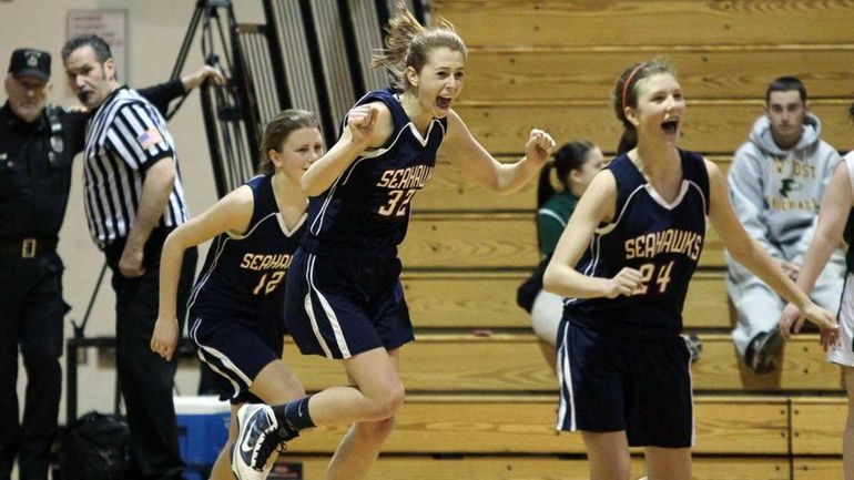 Gabbie Doria #32, Kelly Vassallo #12, and Katie Durand #24...