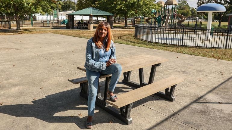 Regina Crawford, co-chair of the Greater Bellport Coalition, at Robert Rowley Park...