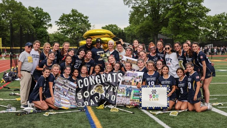 Northport celebrates head coach Carol Rainson-RoseÕs 500th win after a...